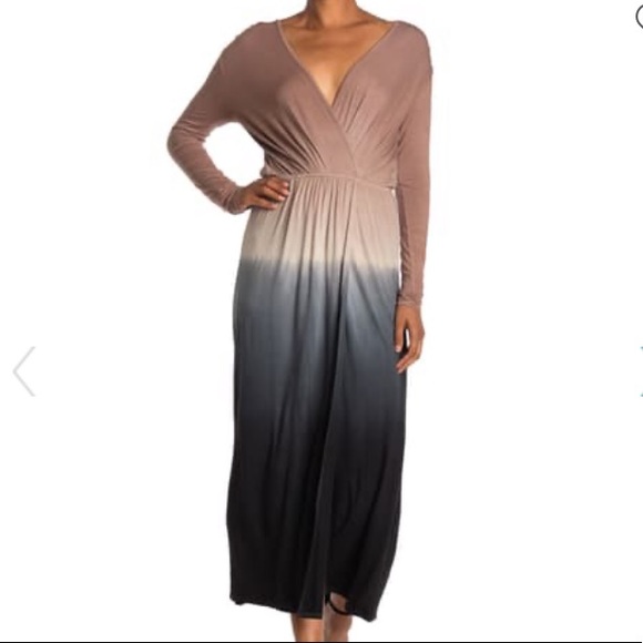 Fraiche by J Maxi Dress long sleeve dip dye open back maxi dress size small 4-6 - Picture 2 of 6